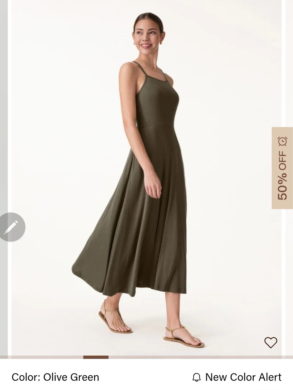 OGL Soft Linen Knit Spaghetti Midi Bra Dress Olive Green Midi Dress Size Medium